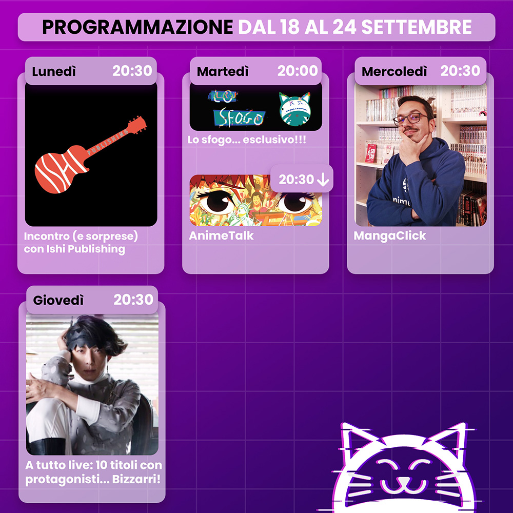 AnimeClick su Twitch: programma dal 18 al 24 settembre